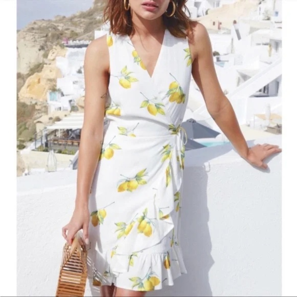 Rails • madison lemon printed wrap dress sz S